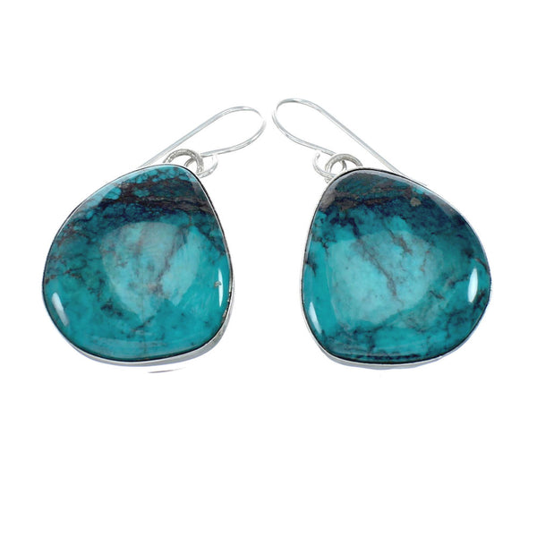 Native American Turquoise Sterling Silver Hook Dangle Navajo Earrings NN20479